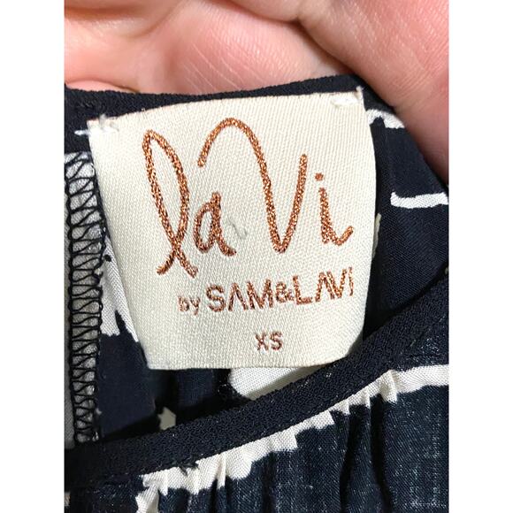 La Vi Sam Lavi Dress Midi Flowy Hi Low Black White Tribal Geometric Boho Sz XS - Picture 5 of 7